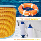 Heavy Duty PP/Polyester/Nylon Rope on Spool, Yellow, 3/8inX600FT