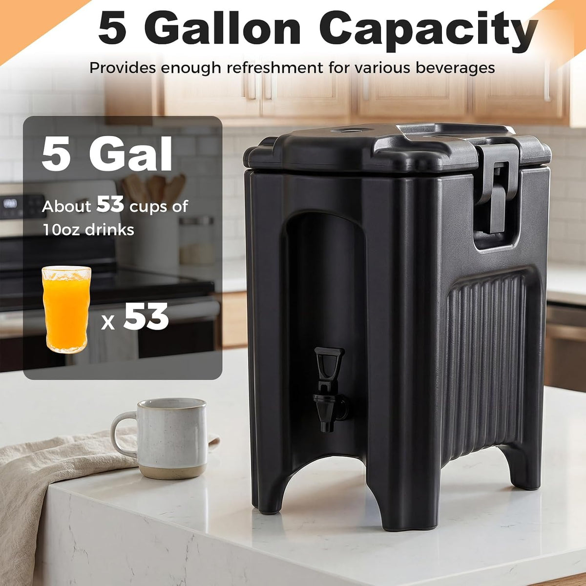5 Gal Insulated Beverage Dispenser, Commercial Coffee Drink Serve