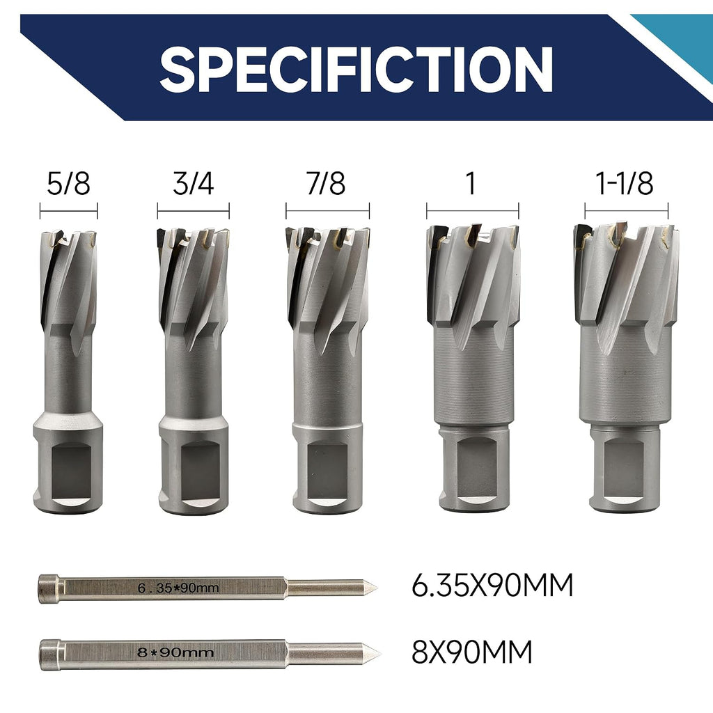 5pcs TCT Annular Cutter Set 1-3/8" Cutting Depth 5/8" to 1-1/8"
