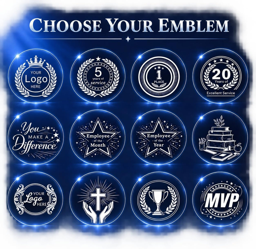 Customizable Crystal Award Trophy with Company Logo Text & Employee Name