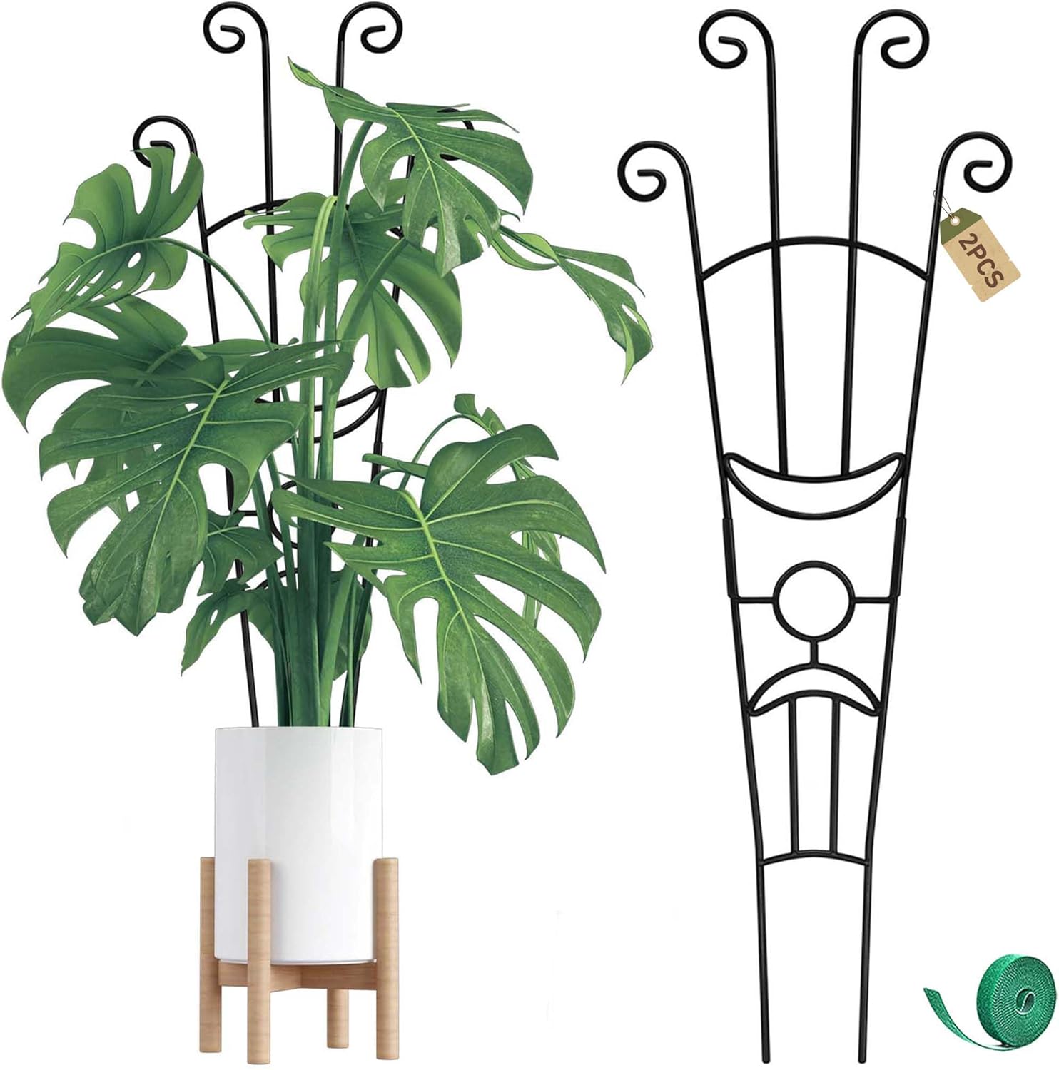 32.6in Monstera Plant Support Stakes for Indoor Plants, Metal Garden Plant Trellis for Climbing Plants, Pothos Vine