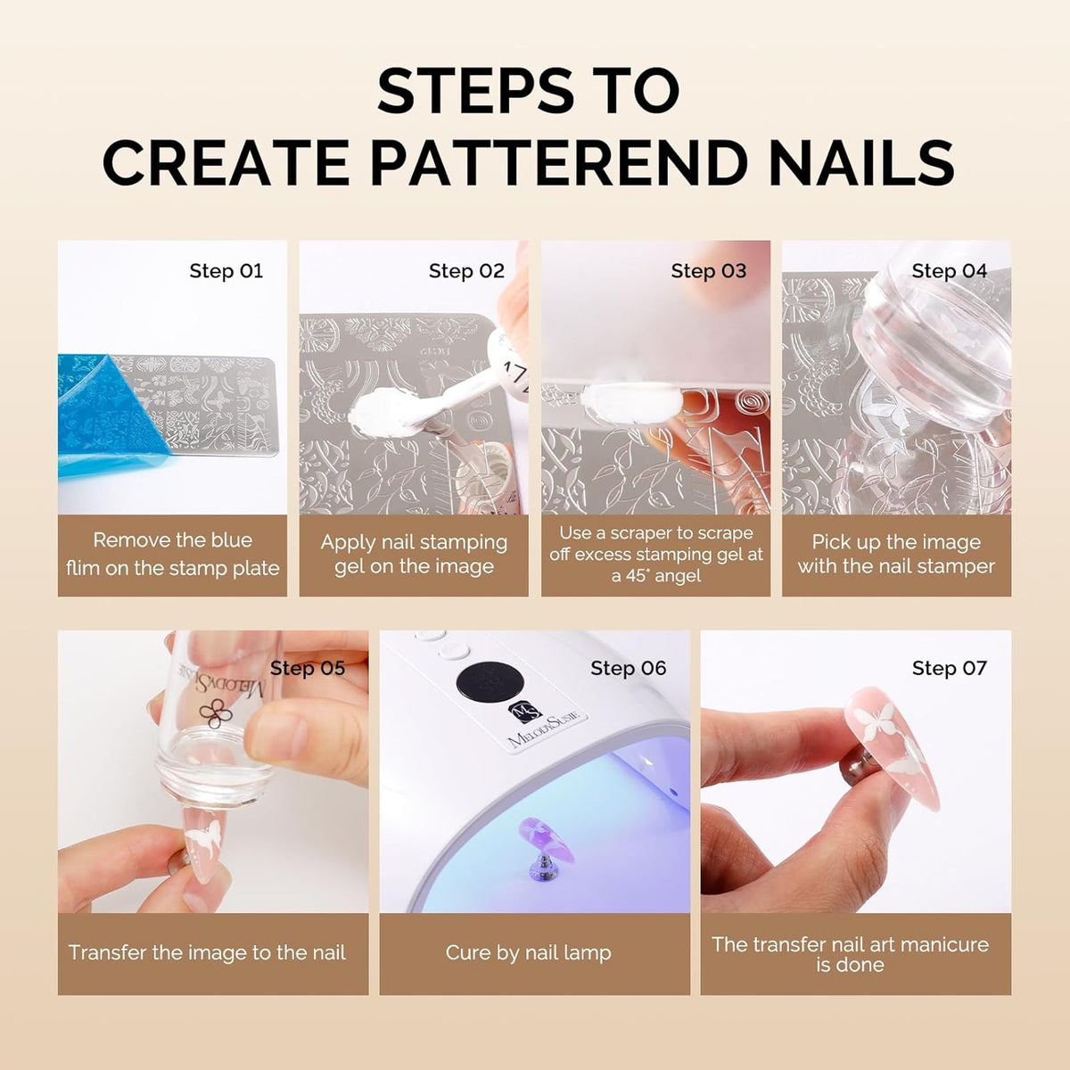 French Tip Tool, Nail Stamp, 2 Stamping Plates, 6PCS