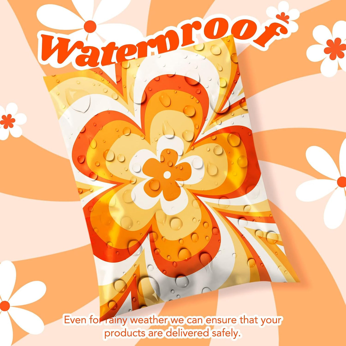 Poly Mailers Shipping Bags Envelopes 14.5x19 50pc Orange Flower