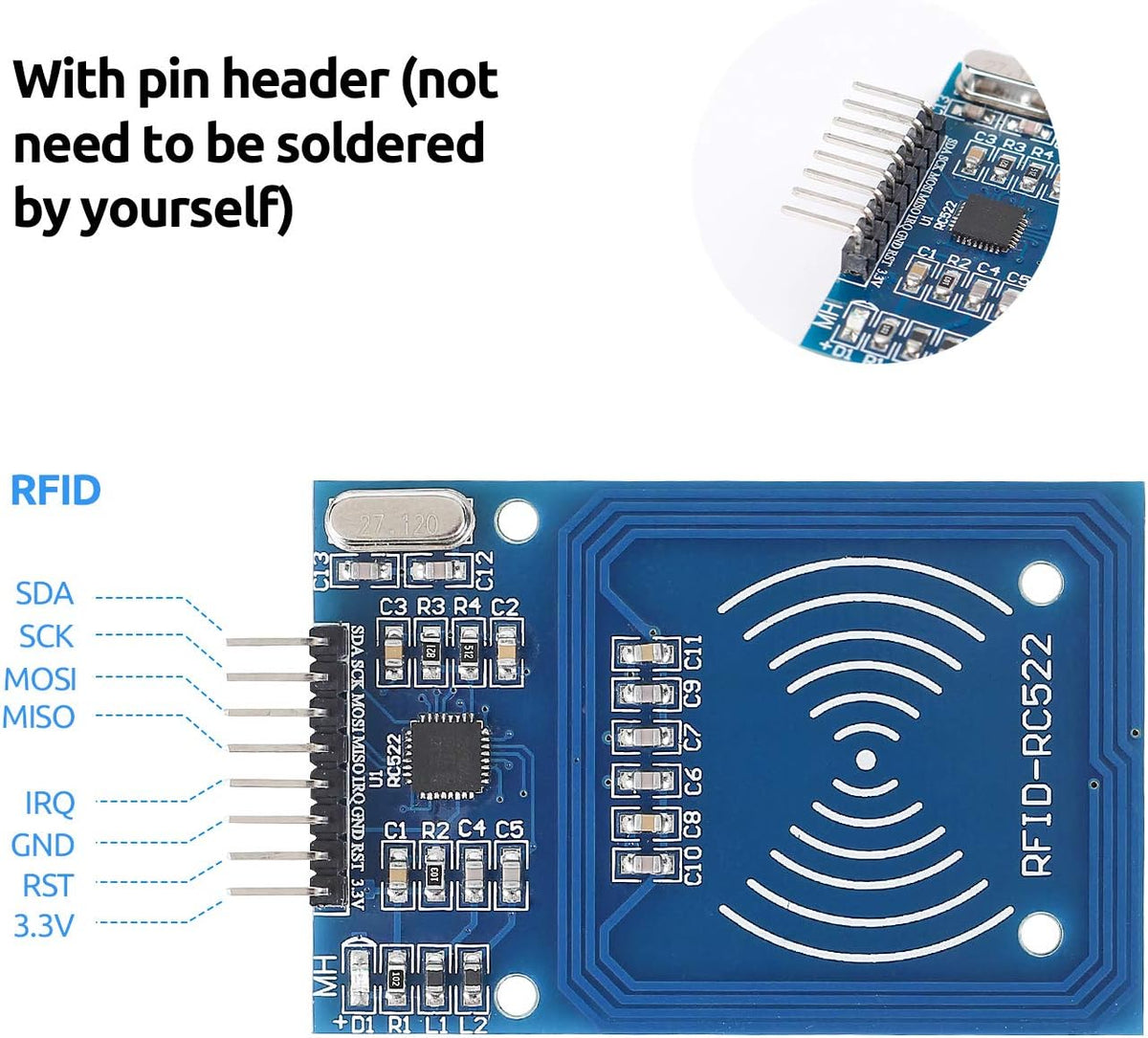SunFounder Reader Module Kit Mifare RC522 Reader Module with S50 White Card and Key Ring Compatible with Arduino Raspberry Pi