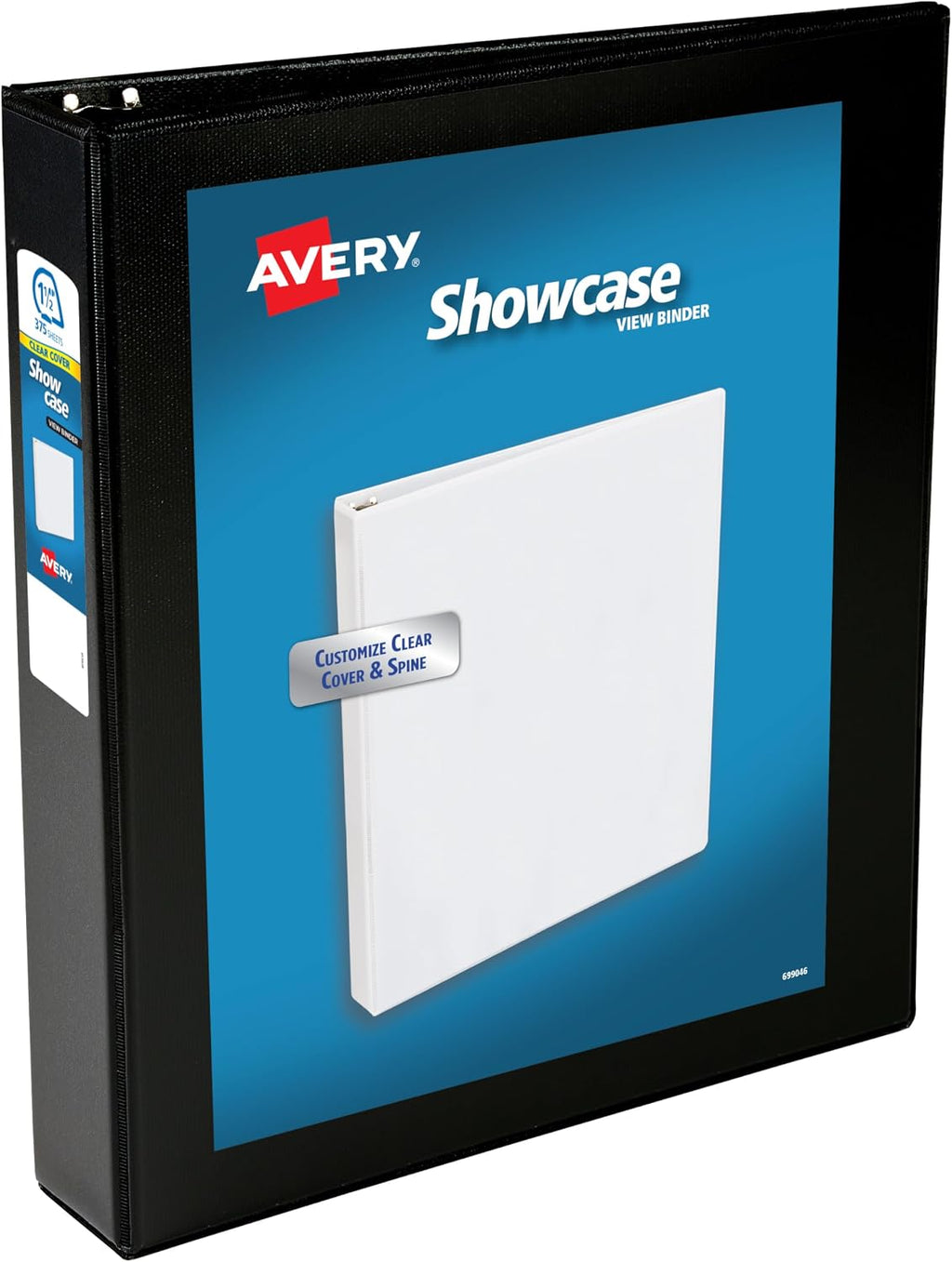 Showcase 3 Ring Binder, 1.5" Slant Rings, 1 Black Binder | For School, Home and Everyday Organization, Clear View