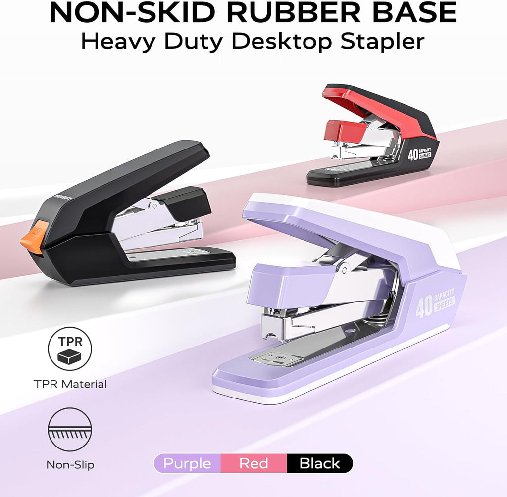 Heavy Duty Stapler for Desk with 40-50 Sheet, 2000 Staples, Red
