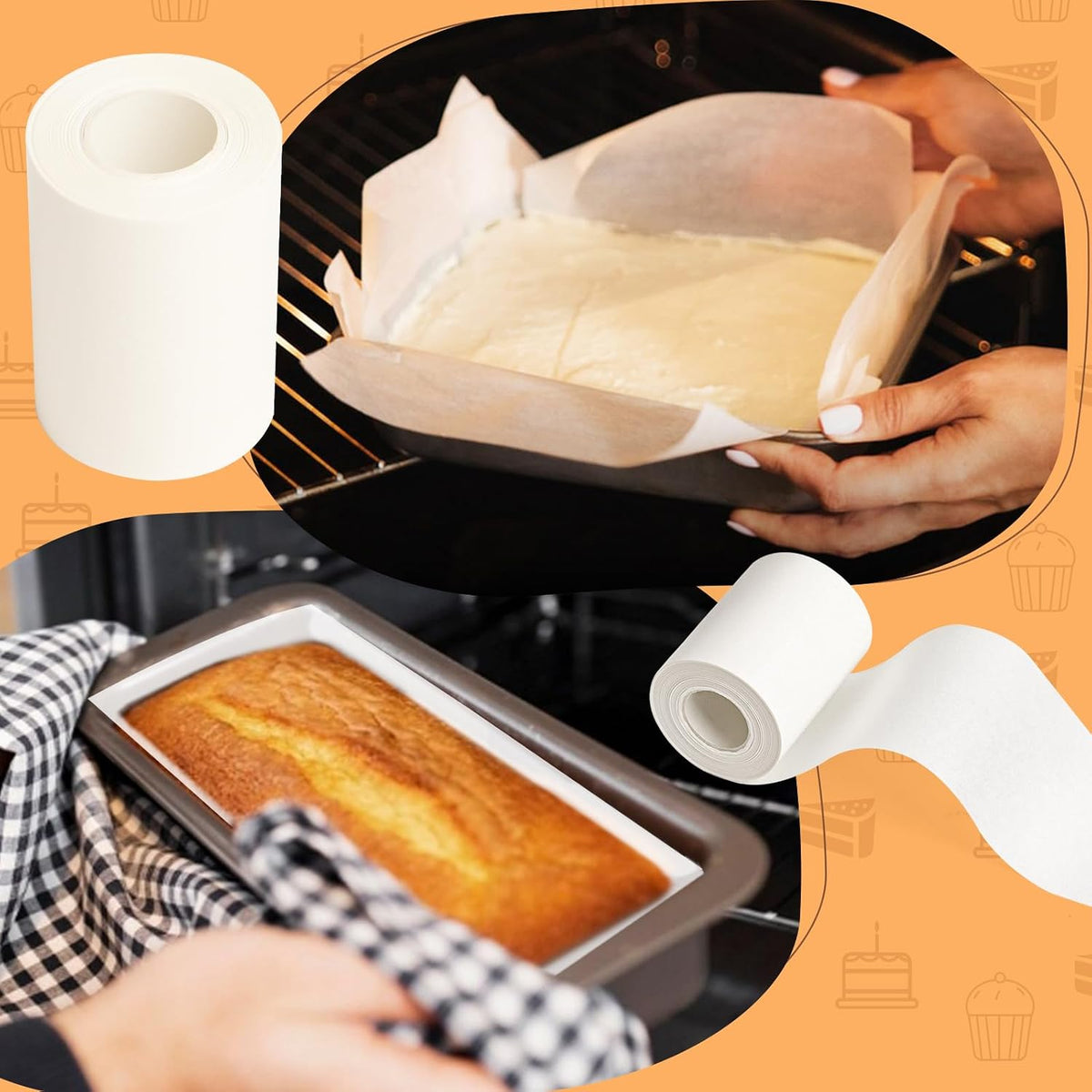 Baking Parchment Paper Side Liners - 2.95 in x 131.23 ft Cake Pan Side Liner Roll Parchment Paper Strips for Round