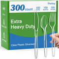 300 Count Extra Heavy Duty Clear Plastic Silverware