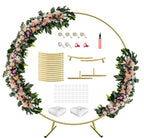 7 Ft Round Wedding Arch Stand with Metal Base, Gold