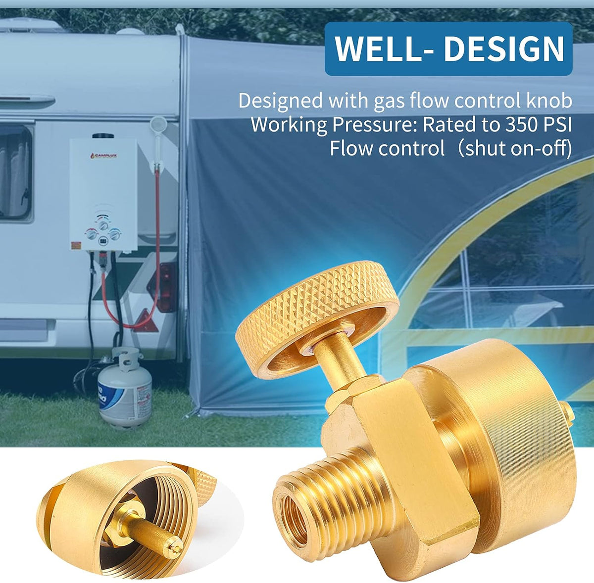 1LB Brass Propane Needle Control Valve with 1/4’’ NPT Male Thread