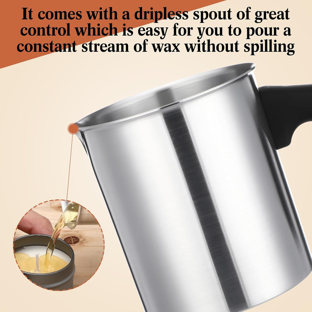 6 Pcs Candle Making Pouring Pot Wax Pouring Pitcher, 0.7 L | Dripless Spout and Heat Resisting Handle Aluminum Wax