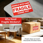 Fragile Stickers for Shipping, 2 x 3 Inch Red Handle with Care Labels, 2Rolls/ 1000 Labels Waterproof Packing