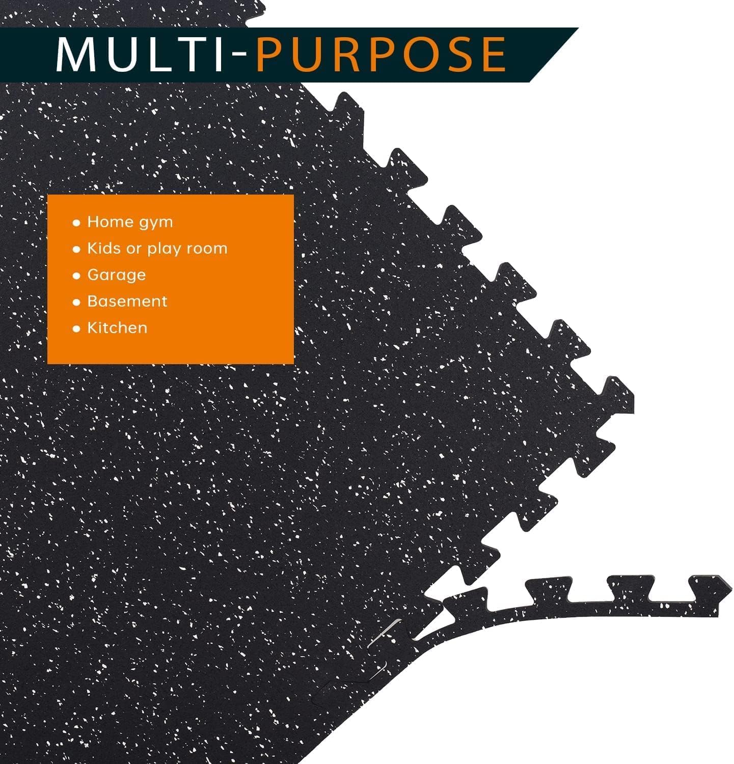 1/2" Thick 48 Sq Ft Rubber Top Gym Flooring, 12 Pcs High Density EVA Foam Exercise Equipment Mats - Interlocking