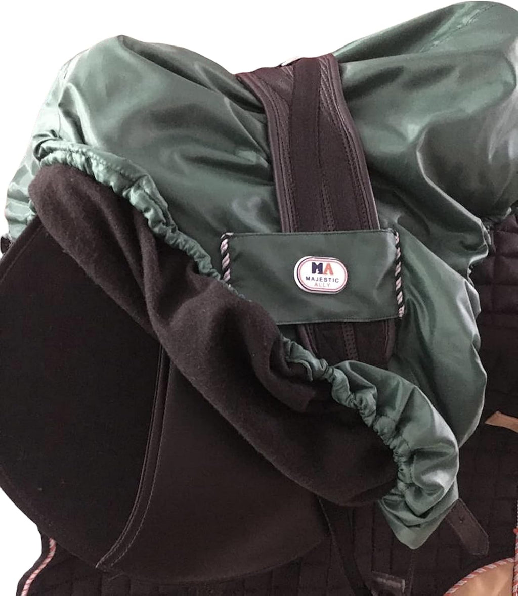 Nylon Waterproof Fleece Lined Ride On English Saddle Cover-Multiple Color (Hunter Green)
