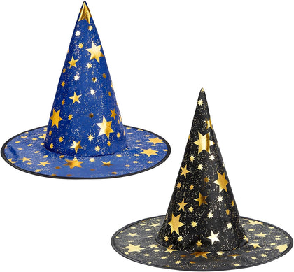 Witch Hat for Women Halloween Wizard Hat with Gold Star Party Hats for Adults Halloween Costume Accessories
