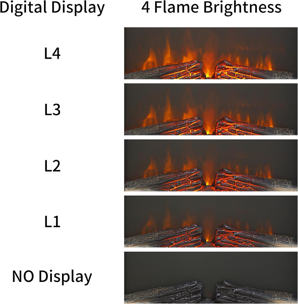 23" Electric Fireplace Insert with Real Fire Crackling Sound, Adjustable Flame & Thermostat, 1400W, 4 Adjustable