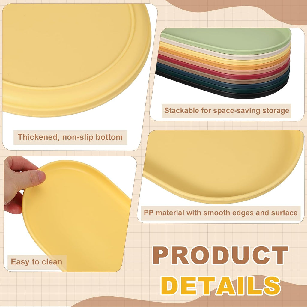 2pcs Fast Food Serving Trays 14.8x8.1 Oval Reusable Yellow