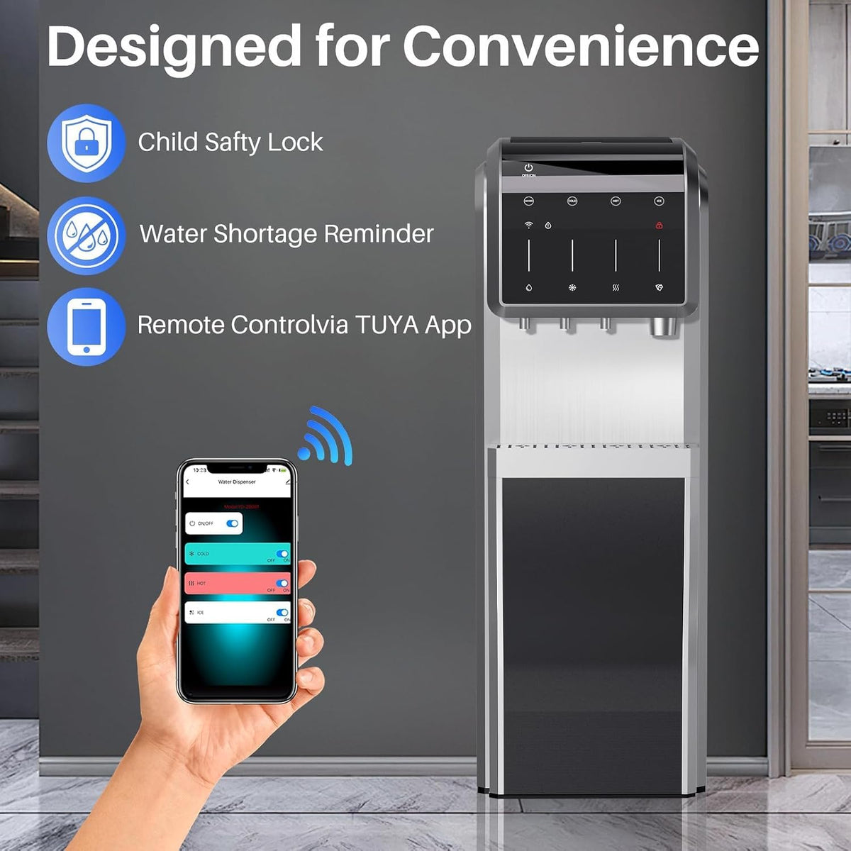 5-in-1 Water Cooler Dispenser with Ice Maker