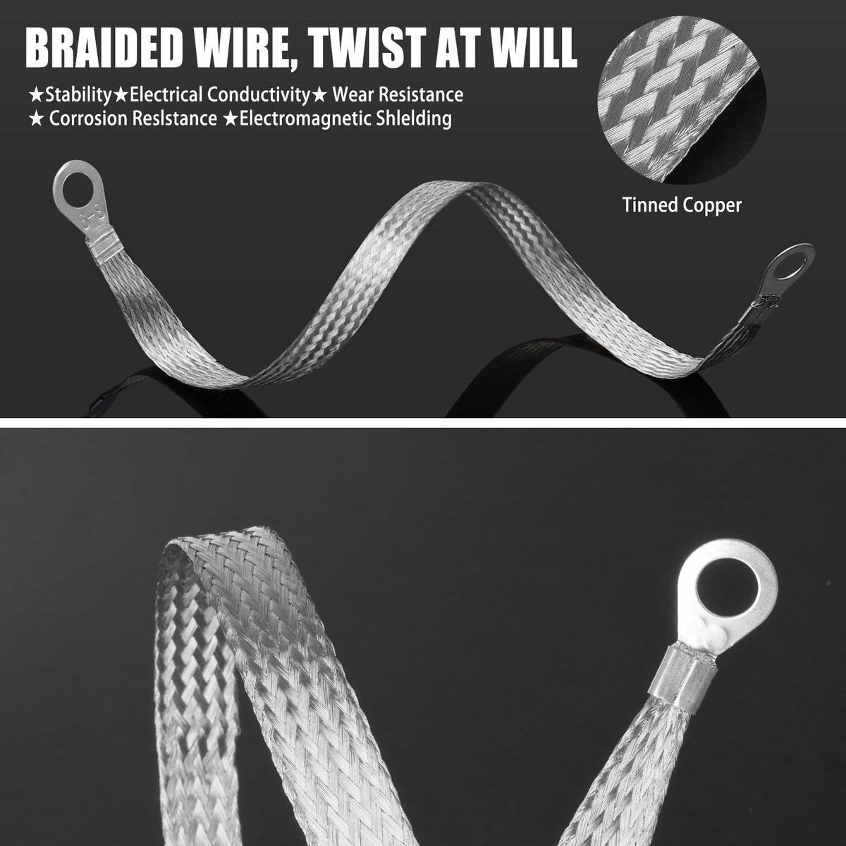 8pcs Ground Straps, 10/13/15/20 inch Grounding Strap (Silver-Thicken)