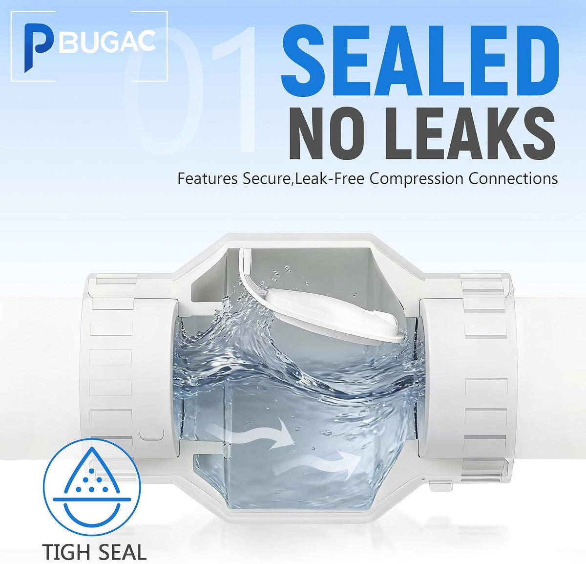3/4 Inch PVC Check Valve, Socket x Socket