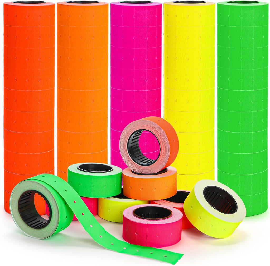 50 Rolls 25000 Price Gun Labels, Super Sticky Pricing Stickers, Colorful Expiration Date Marking Label for Most