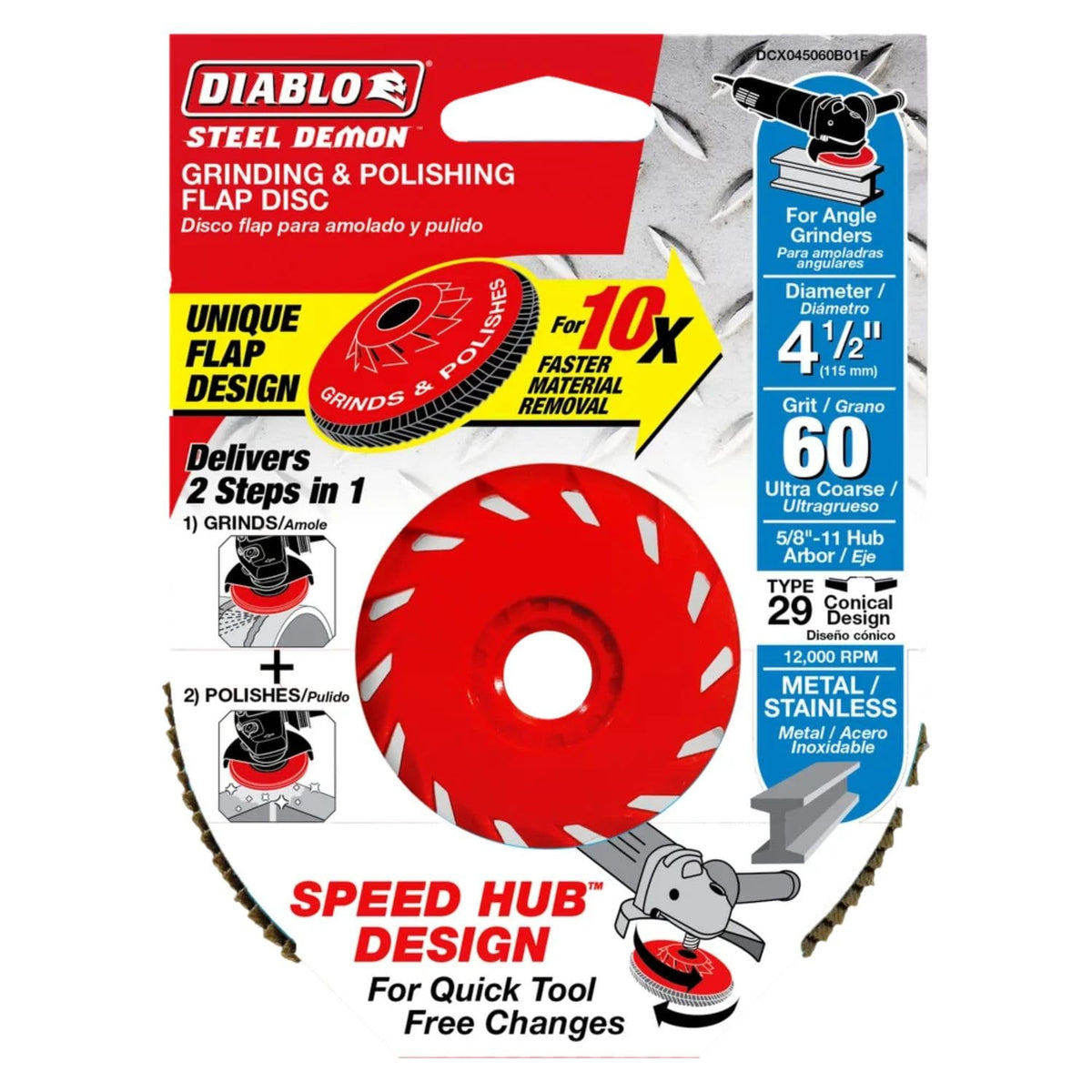 Diablo Steel Demon Flap Disc for Metal - 4-1/2", 60-Grit Coarse
