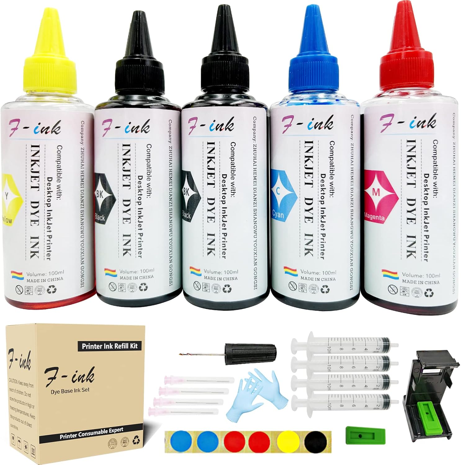 5 Bottles Ink and Ink Refill Kits Compatible with Hp Inkjet Ink Cartridges 68 68XL 67XL 662XL 664XL 60XL 61XL 62XL