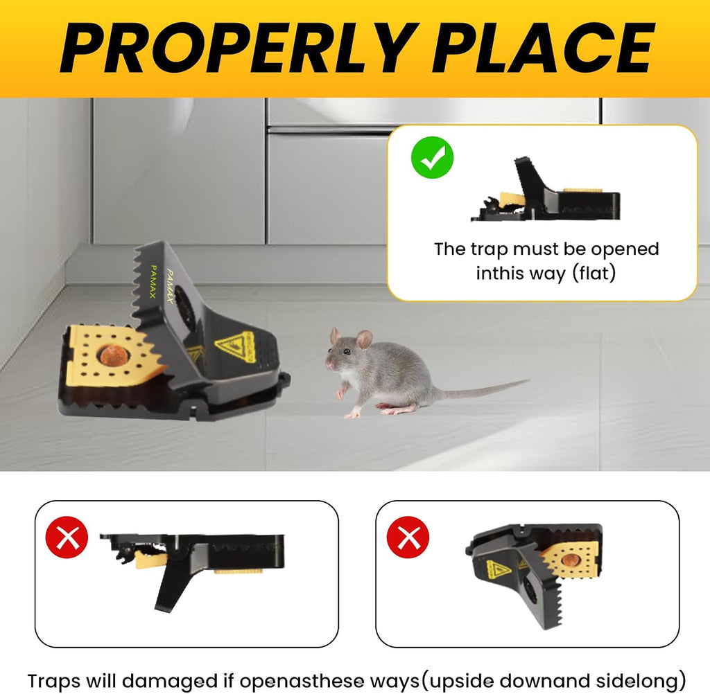 Mouse Traps Indoor for Home, 4-Pack Reusable Humane Snap Traps | Rat & Mice Traps for Outdoor, Voles, Chipmunks
