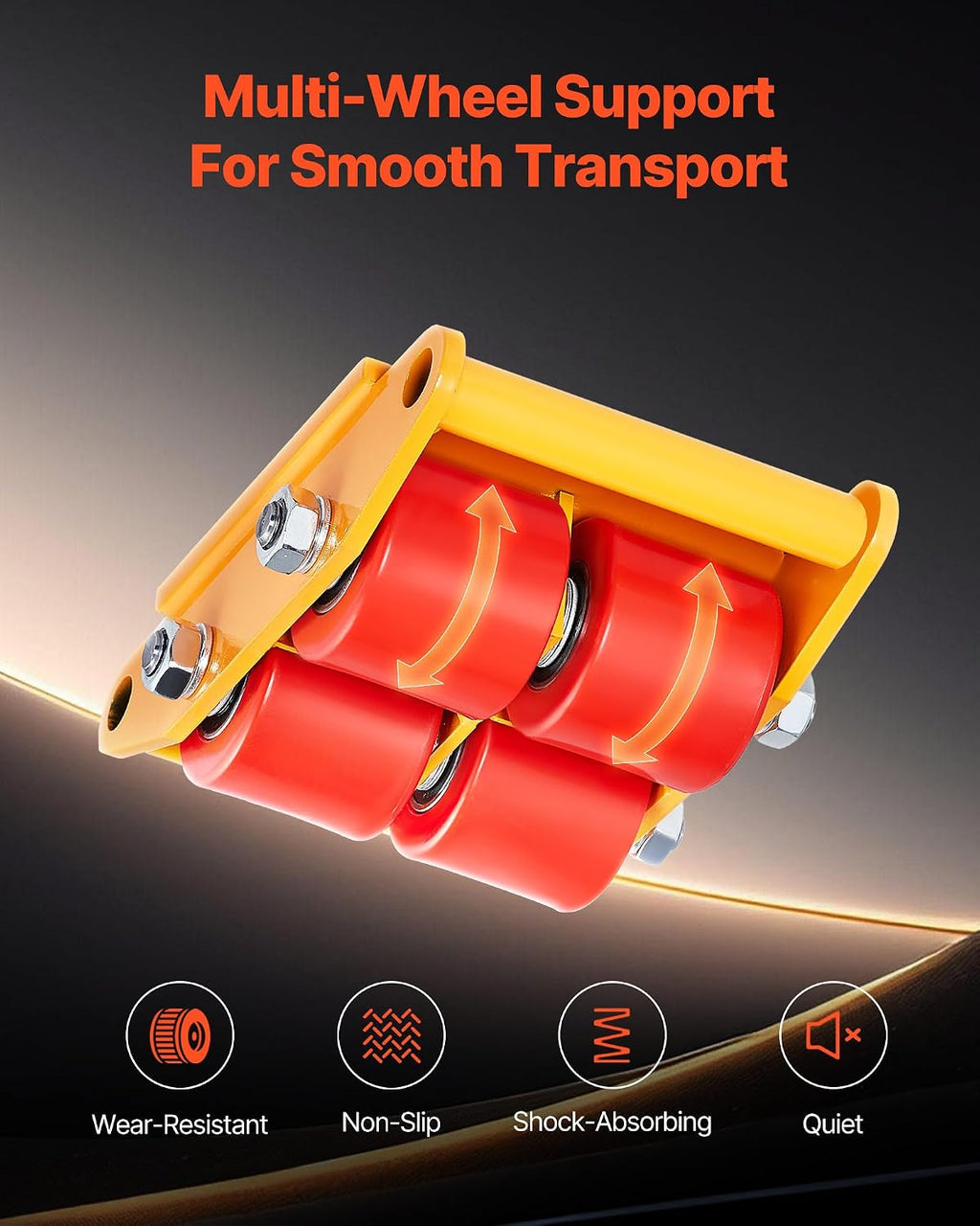 4PCS Machinery Skates Dollies, 17,637 lb Heavy Duty Equipment Moving Skates with 4 PU Wheels, 360° Rotation Non-Slip