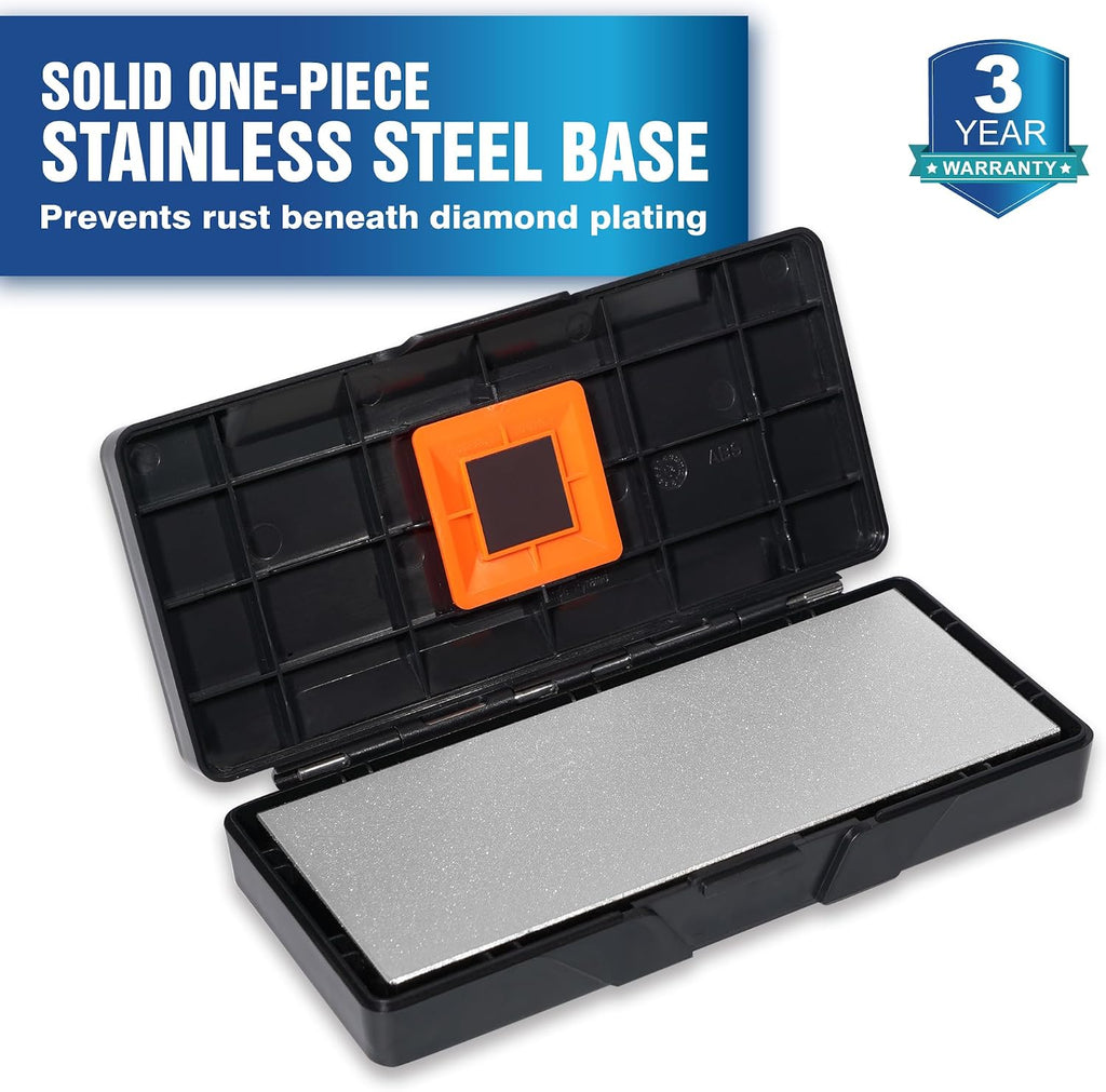 156N Double-sided Diamond Sharpening Stone, 6 in. x 2.5 in. | Coarse 325 / Extra Fine 1200 Grit, Storage Case with