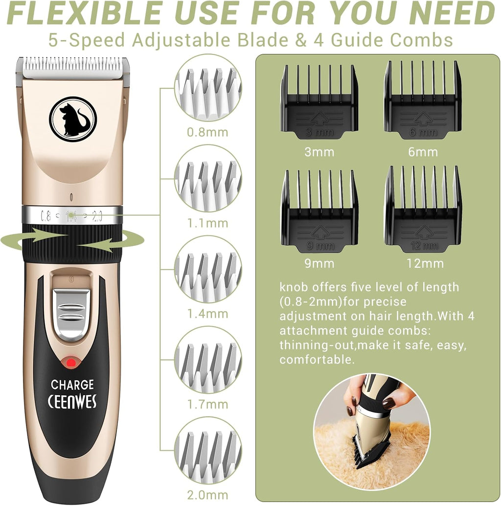 Dog Clippers Low Noise Pet Clippers Rechargeable Trimmer Cordless Grooming Tool Professional Dog Hair Trimmer with