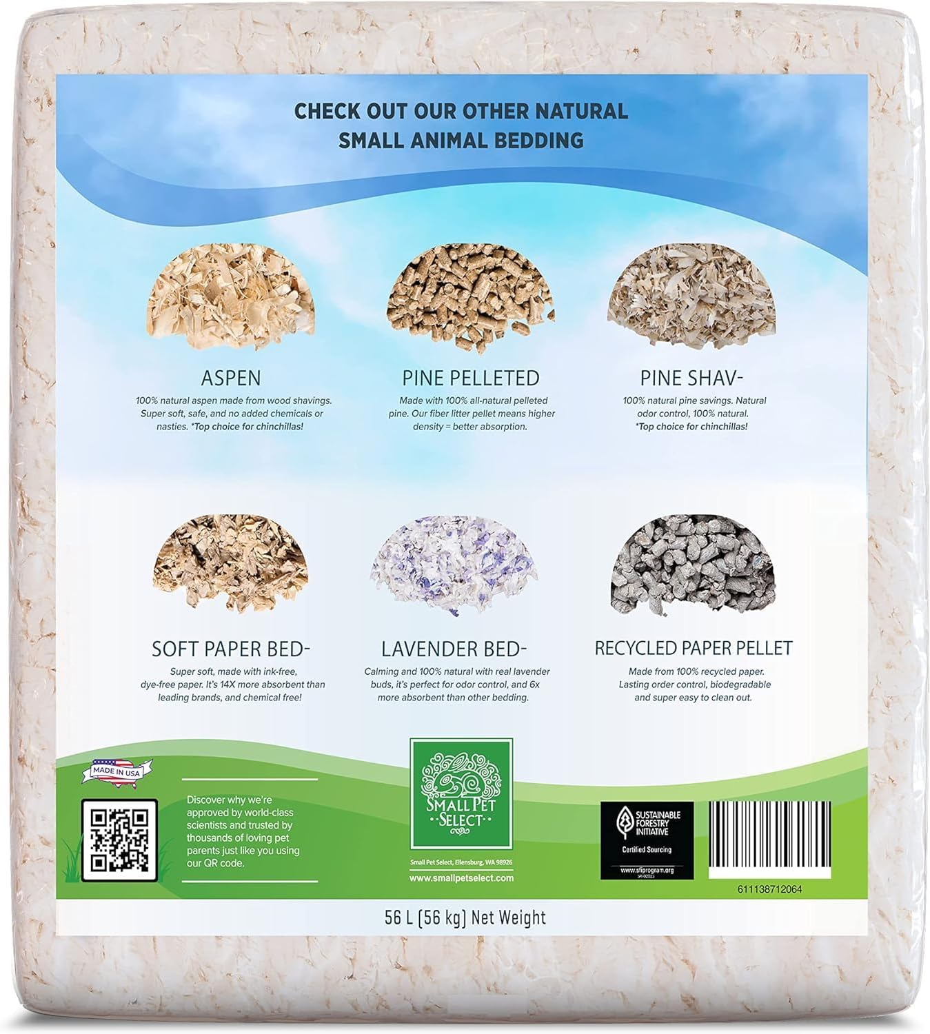 White Paper Bedding, Guinea Pig, Odor Control, 56 L | Soft Absorbent Natural Bedding, Made in USA