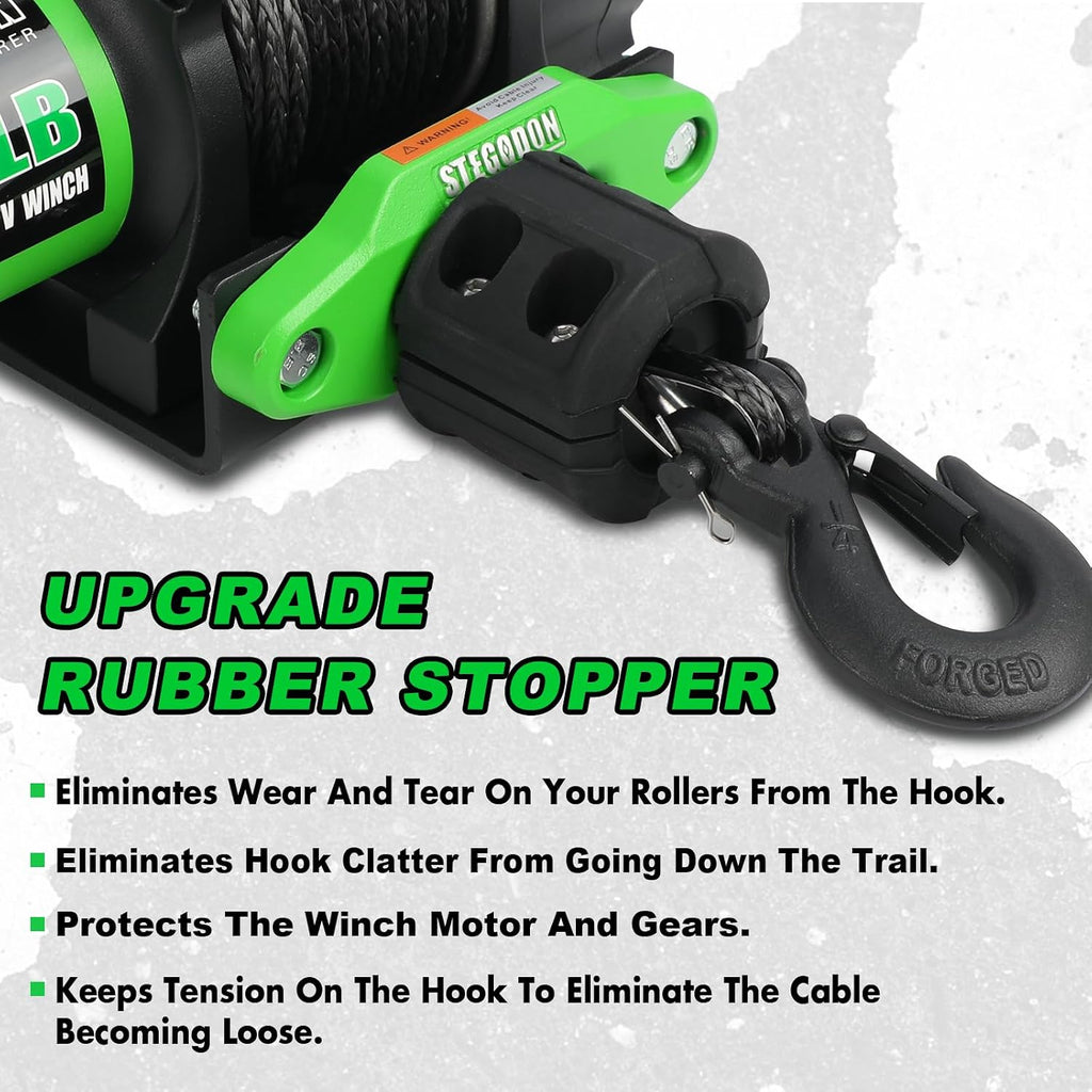 4500 Winch 12V Electric ATV/UTV Winch with Synthetic Rope,2pcs Wireless Remote and Winch Stopper for Towing Jeep