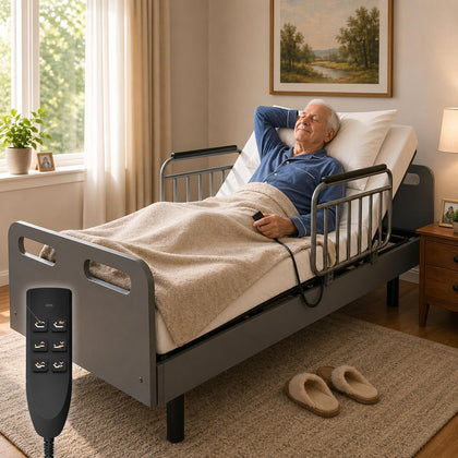 Full Electric Hospital Bed with Mattress for Home Care, 600 lb