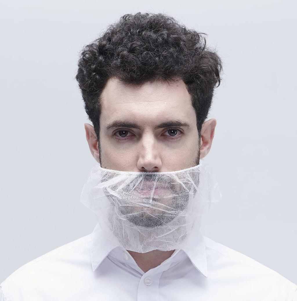 Disposable Beard Covers Protector, 19x9, White, 100 Pack