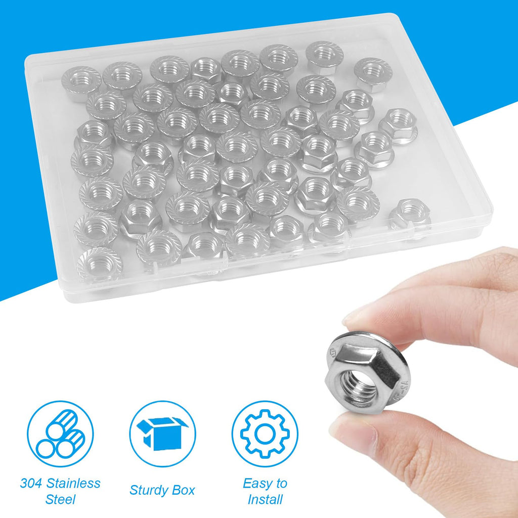 Yinpecly 3/8-16 Serrated Flange Hex Nuts,3/8" Hexagon Flange Nuts