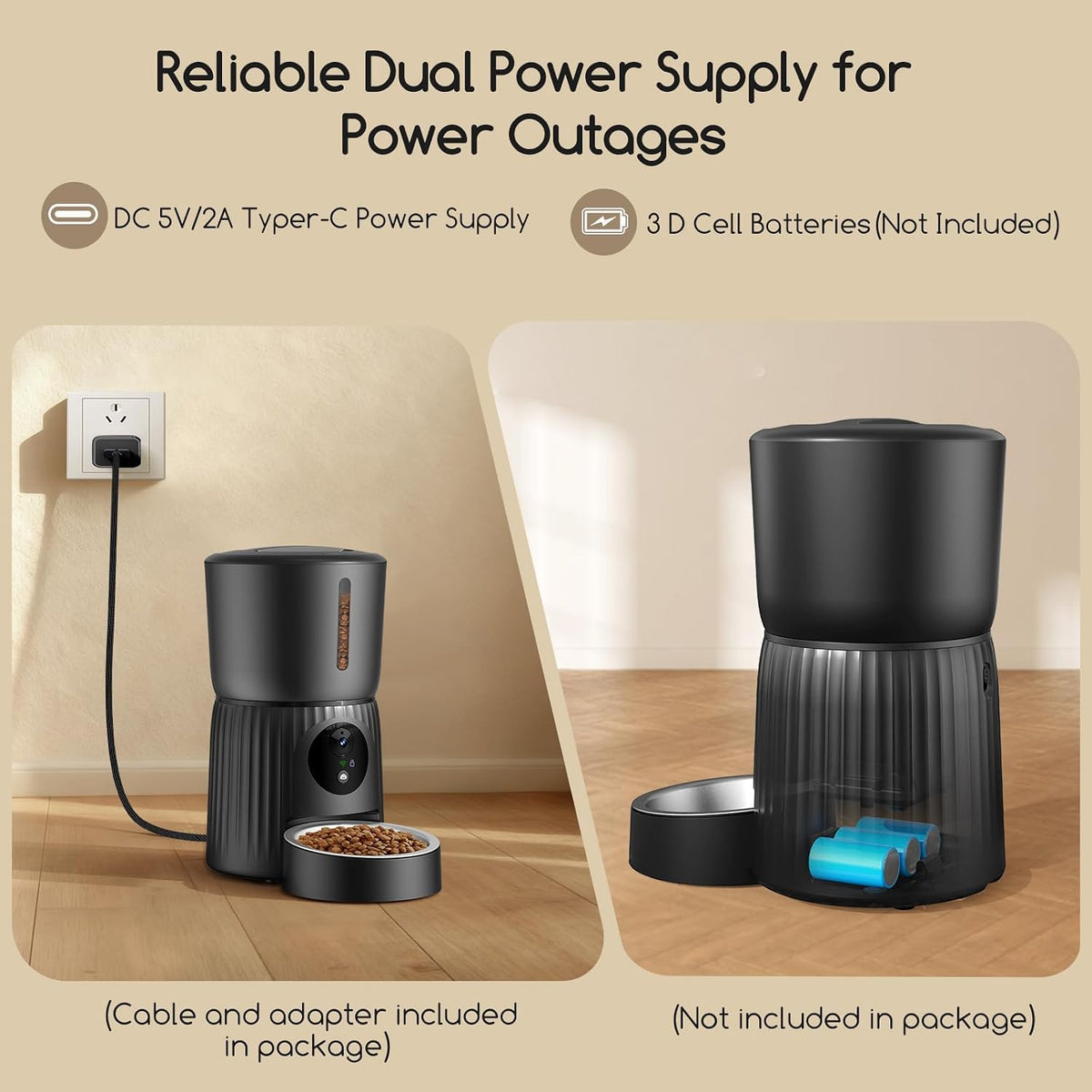 Automatic Cat Feeder with Camera, 1080P HD Video with Night Vision, 5G WiFi Automatic Dog Feeder with APP Control