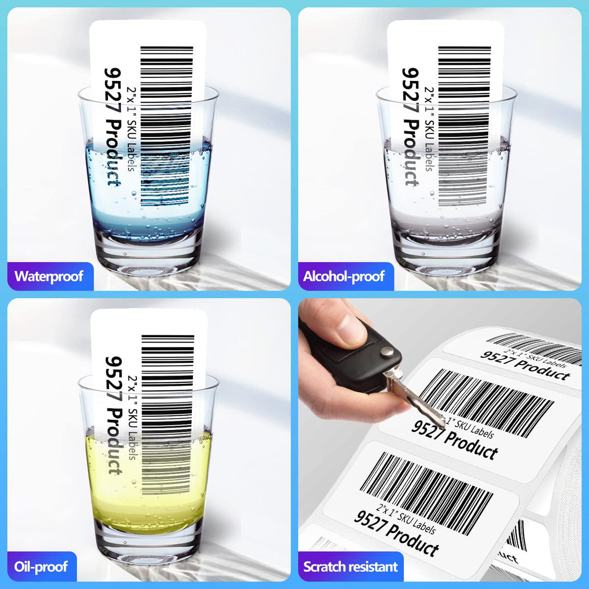 2" x 1" Sticker Labels, 12,000 Direct Thermal Labels, 12 Rolls