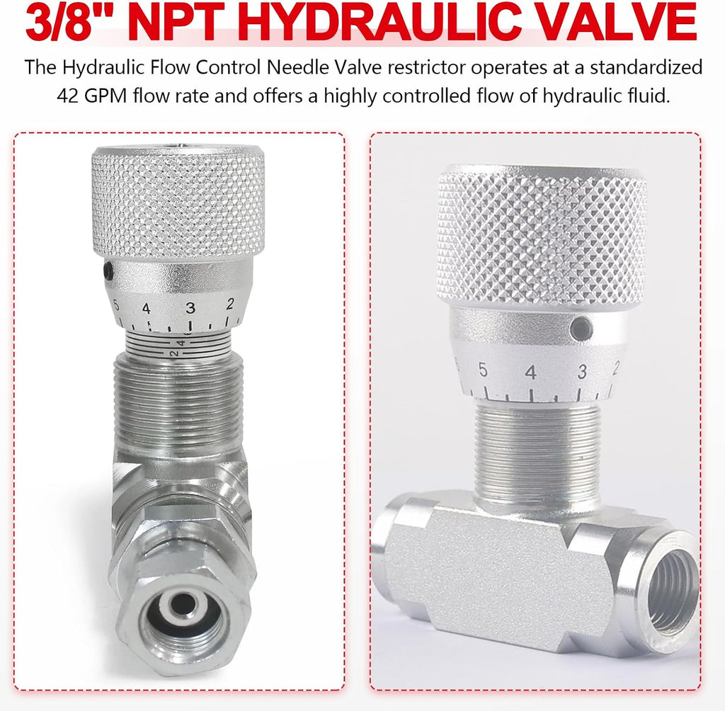 3/8" Hydraulic Adjustable Flow Control Two-way Valve
