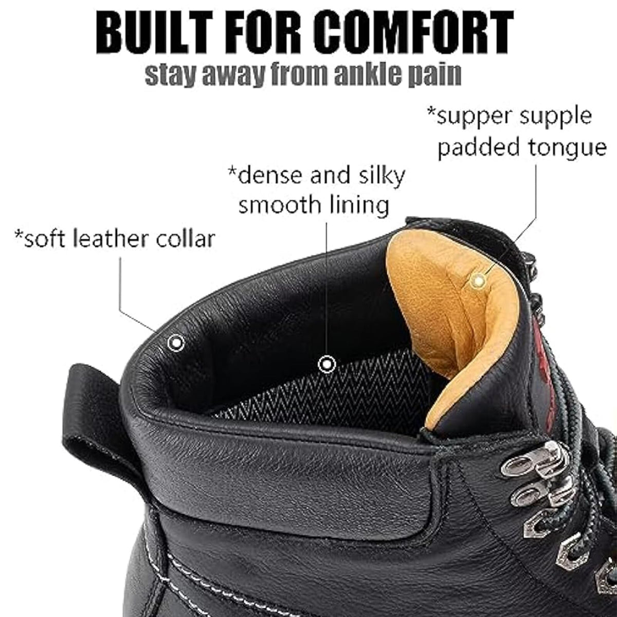 Mens Heavy Duty Wedge Moc Toe Work Boots Soft/Composite/Steel Toe