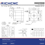 RICHCNC Nema 23 CNC Stepper Motor 184oz.in/1.3Nm Bipolar 3.0A CNC Mill Lathe Router 57x57x56mm