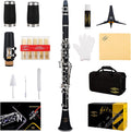 GLY-PBK Professional Ebonite Bb Clarinet with 10 Reeds, Stand, Hard Case, Cleaning Cloth, Cork grease, Mouthpiece