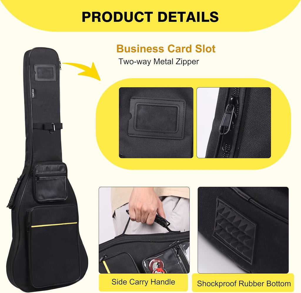 39/40" Electric Guitar Bag, 0.35" Thick Padding Electric Guitar Case | Waterproof & Shockproof Gig Bag with
