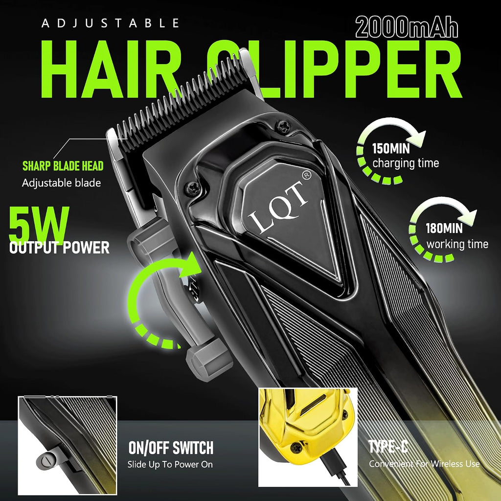 Professional Hair Clippers for Men, Cordless Beard Trimmer Set, Barber-Grade Tool with USB Charging, Lightweight &
