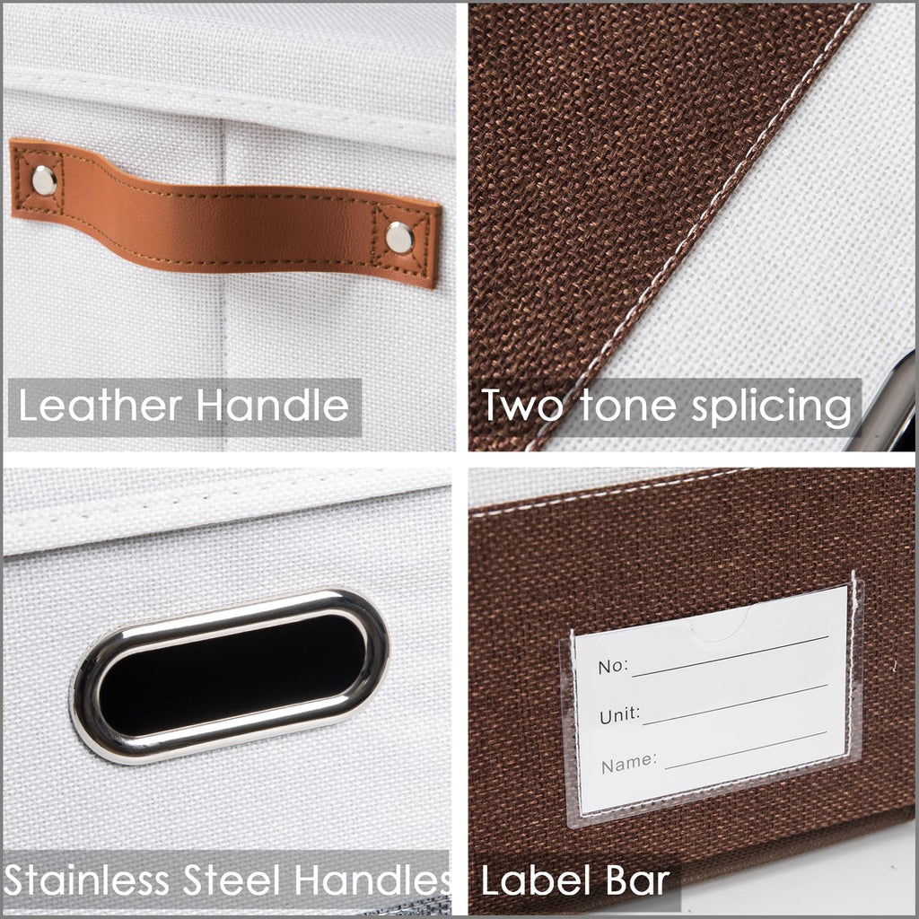 Foldable Storage Bins with Handles [3-Pack] Fabric Collapsible Storage Boxes Baskets Cubes Containers with Handles