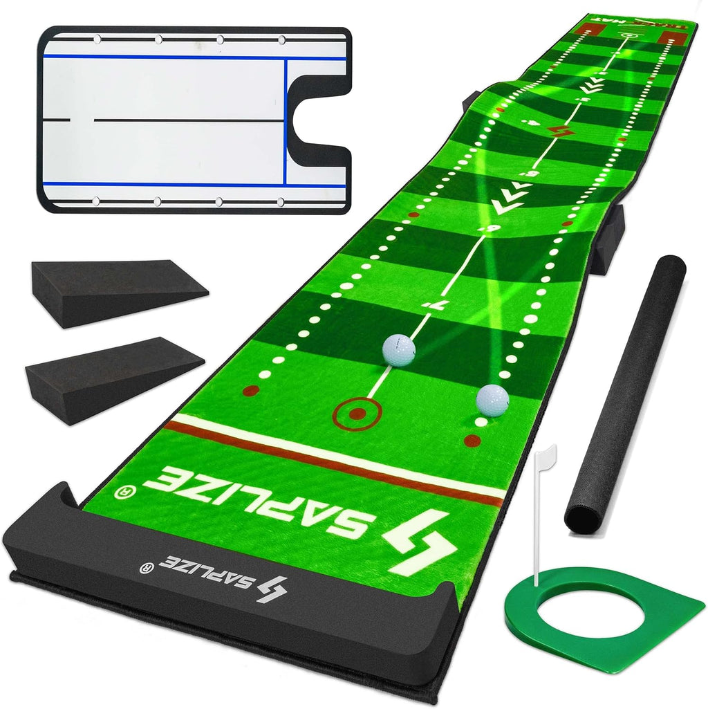 Golf Putting Mat, Visible Trajectory Tracing, Multiple Training Modes, with Putting Alignment Mirror and Adjustable