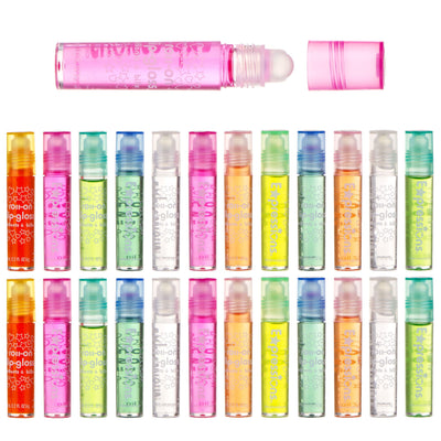 24pc Roll On Lip Gloss Set with Carrying Case, Glossy Lip- Fun