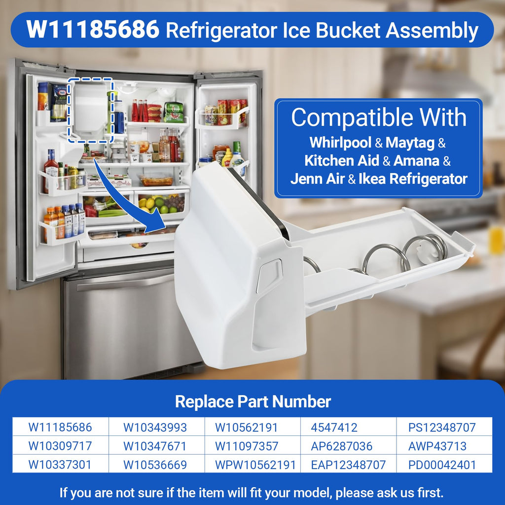 W11185686 Refrigerator Ice Container Replacement Part (OEM)