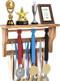 Medal Hanger Display, Large Capacity Trophy and Medal Display Shelf | Natural Solid Wood, Anti-Slip Groove, Widening