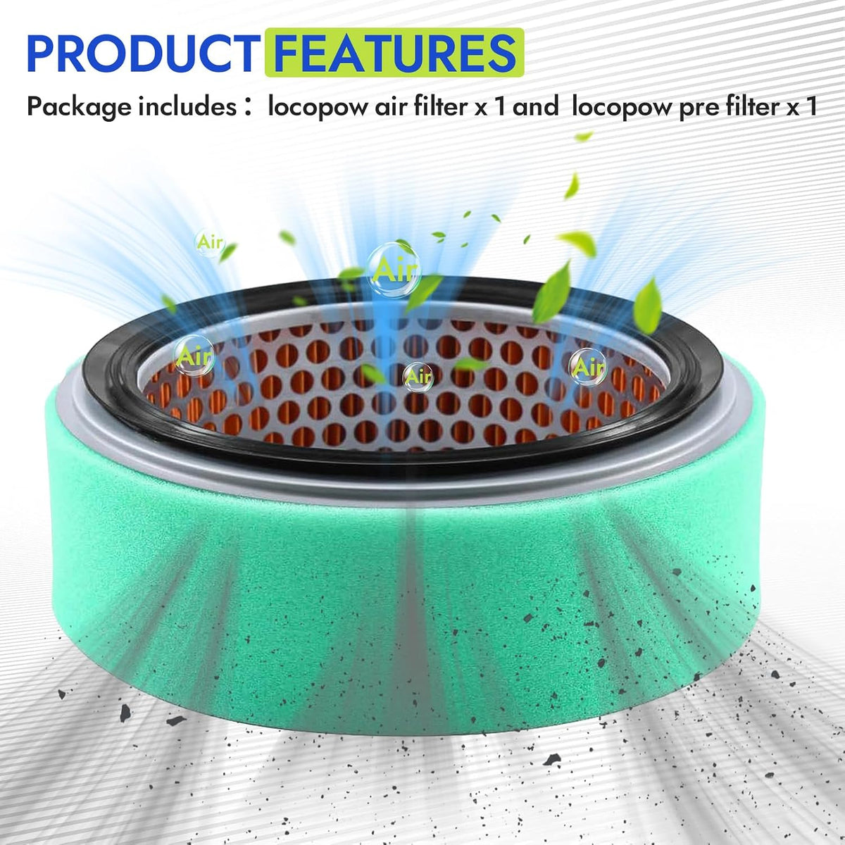 LOCOPOW 11013-2213 M144815 Air Filter Fits Kawasaki FD750D FD711D Fits John Deere X475 X485 X575 X585 X700 X720 X724 X728 X729 11013-2186 11013-2195 M144816 M152049